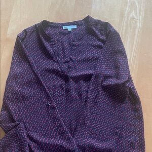 Black Blouse with Red Floral Print